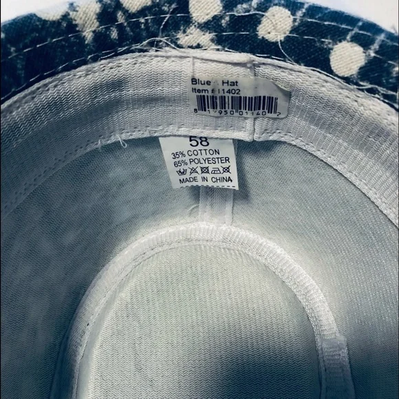 Large size 58 cm Mens/Ladies Fedora Hat Blue Dots - Picture 5 of 7